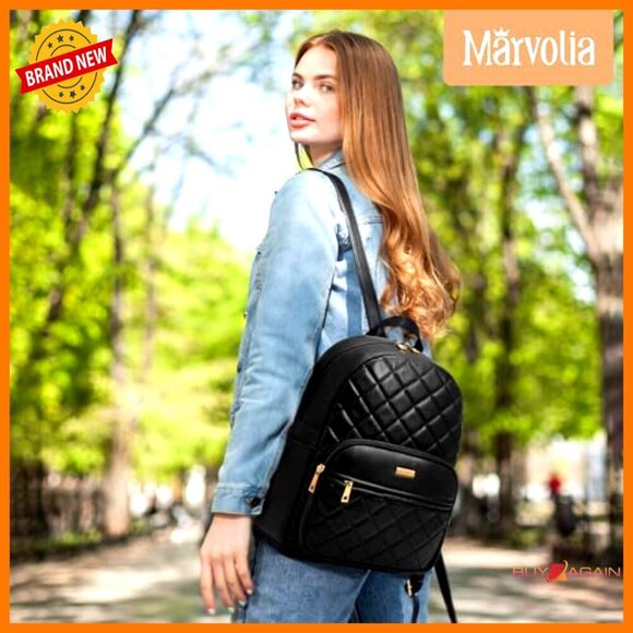 Vegan Leather Mini Backpack - Quilted Fashion Purse for Travel Work Shopping main image 4